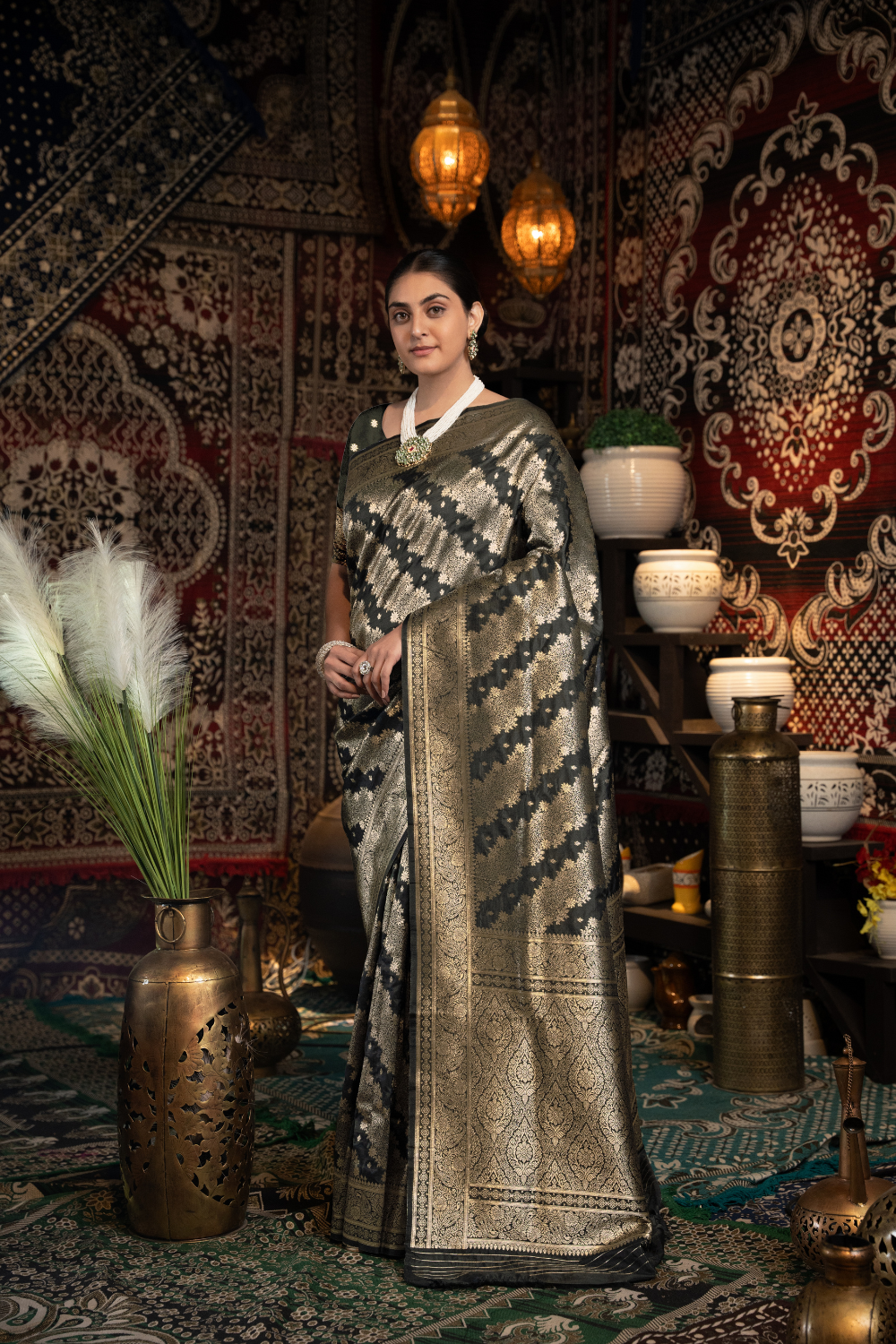 Black Banarasi Silk with Zari Woven Saree