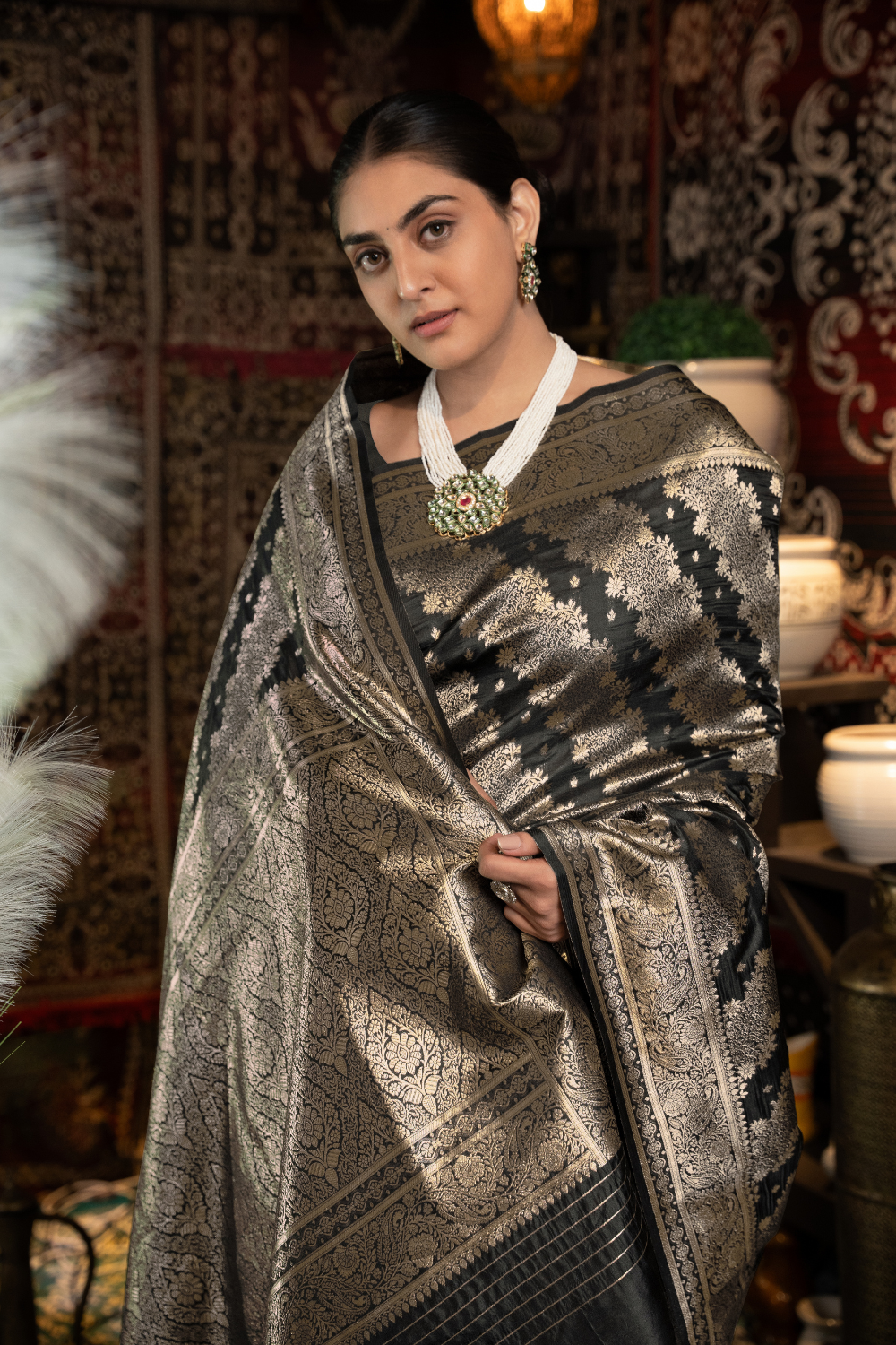 Black Banarasi Silk with Zari Woven Saree