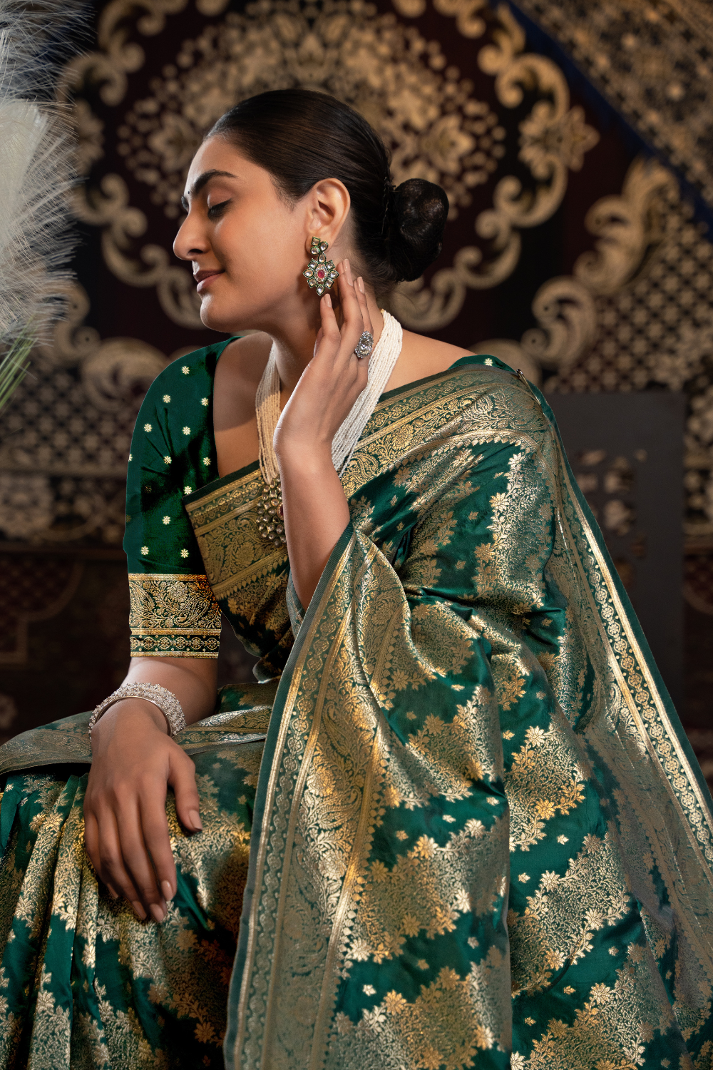 Green Banarasi Silk with Zari Woven Saree