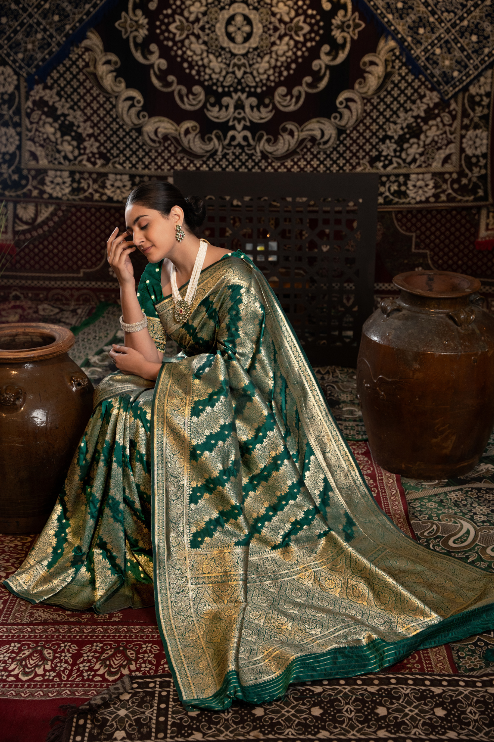 Green Banarasi Silk with Zari Woven Saree