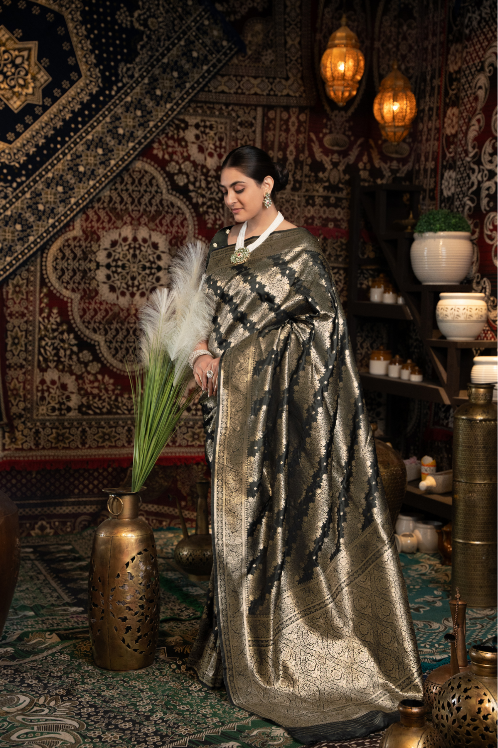 Black Banarasi Silk with Zari Woven Saree