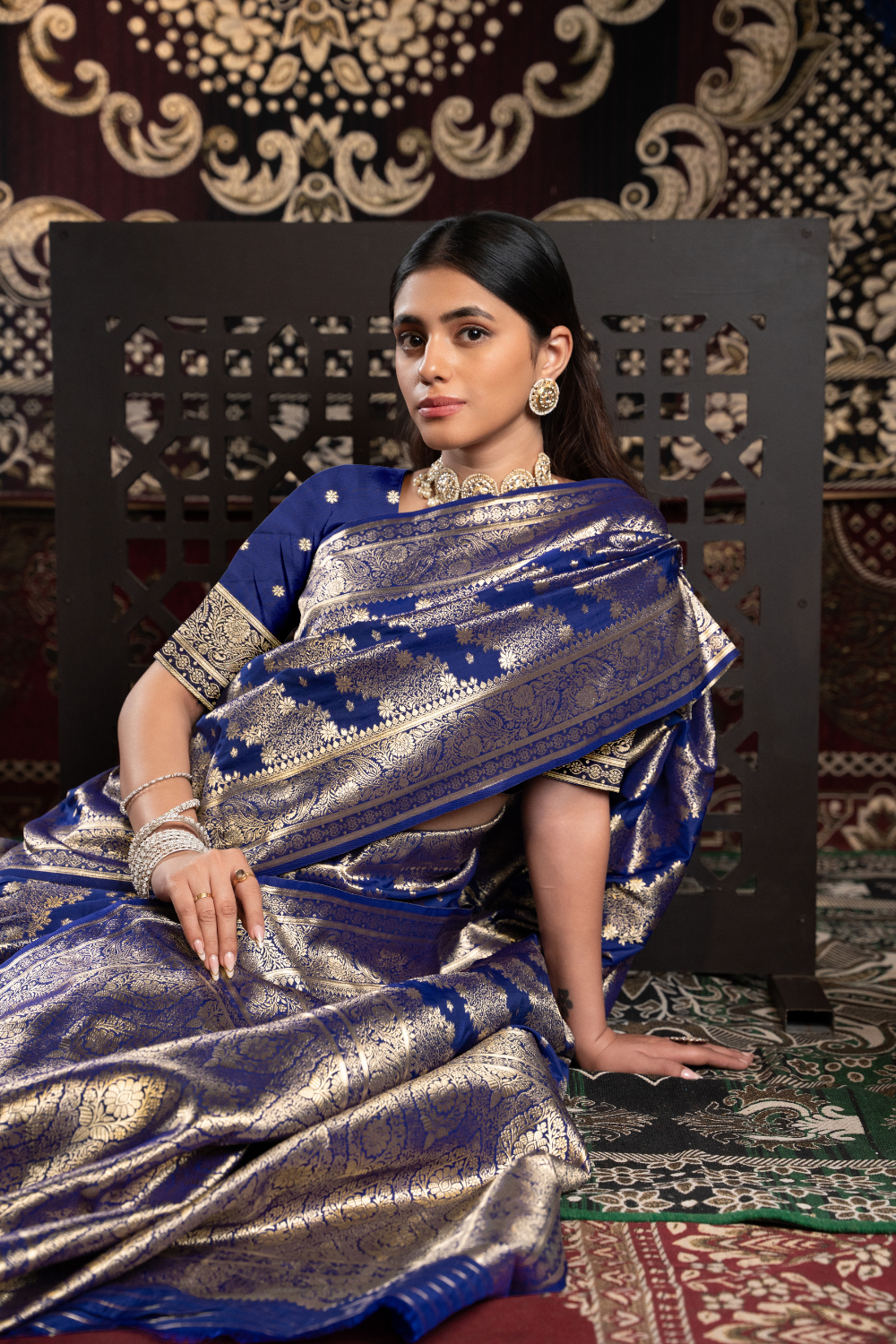 Royal Blue Banarasi Silk with Zari Woven Saree