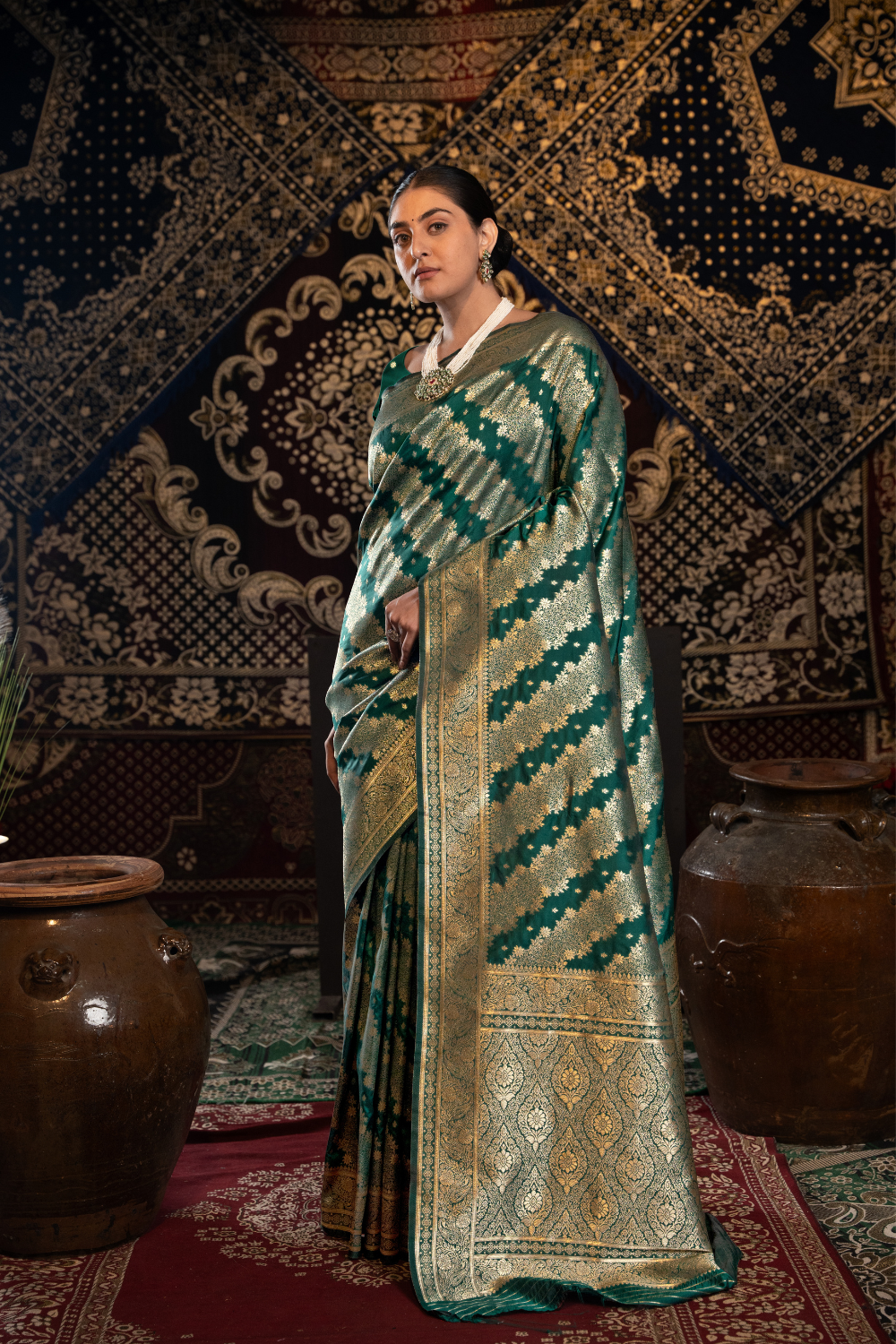 Green Banarasi Silk with Zari Woven Saree