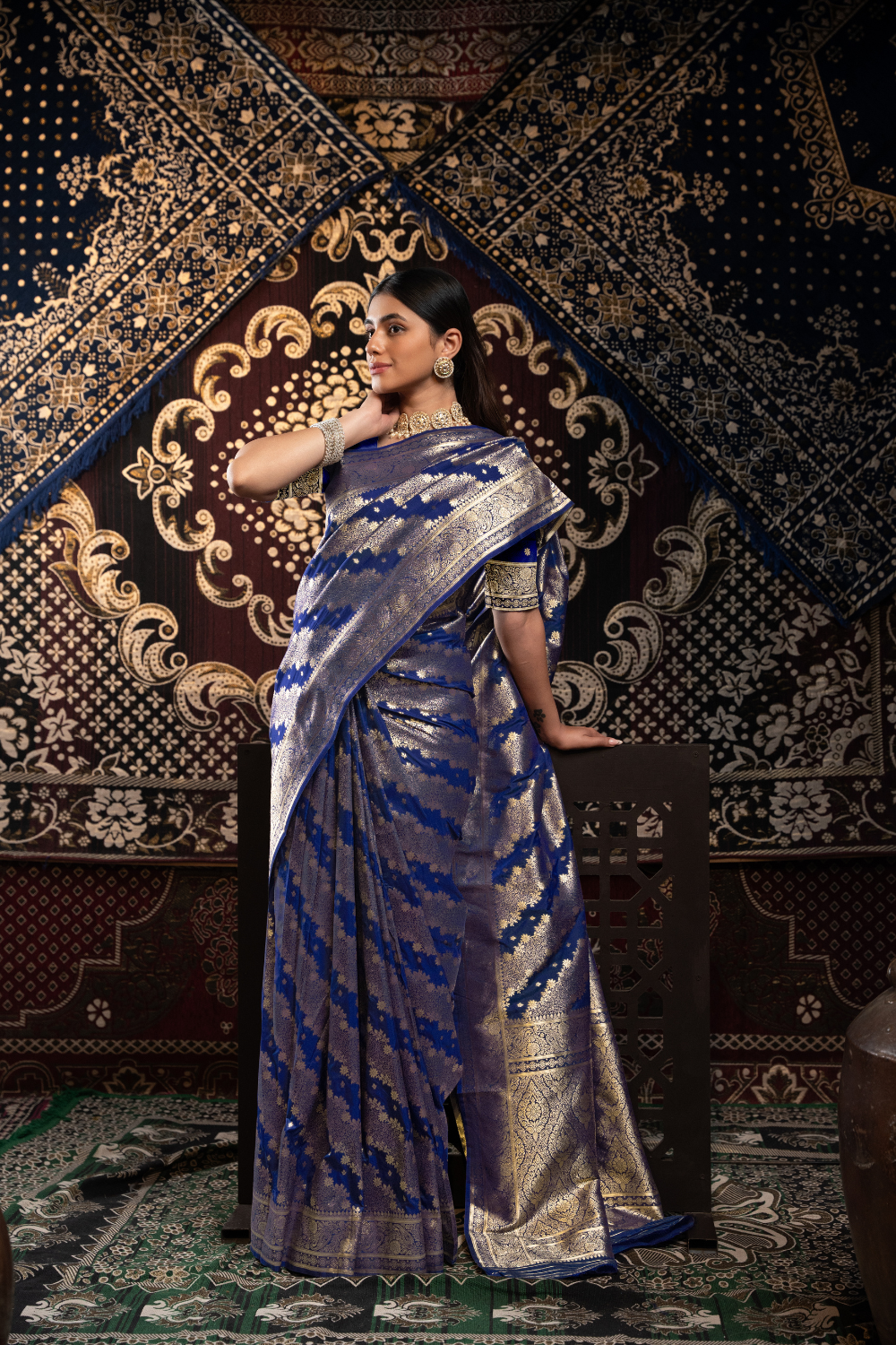 Royal Blue Banarasi Silk with Zari Woven Saree