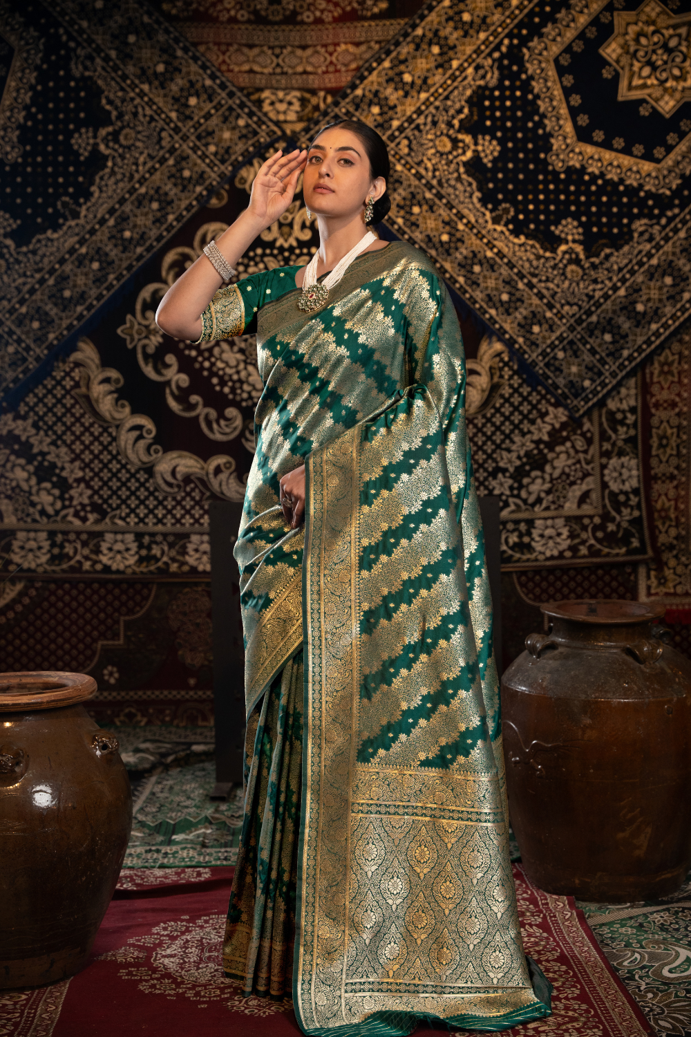 Green Banarasi Silk with Zari Woven Saree