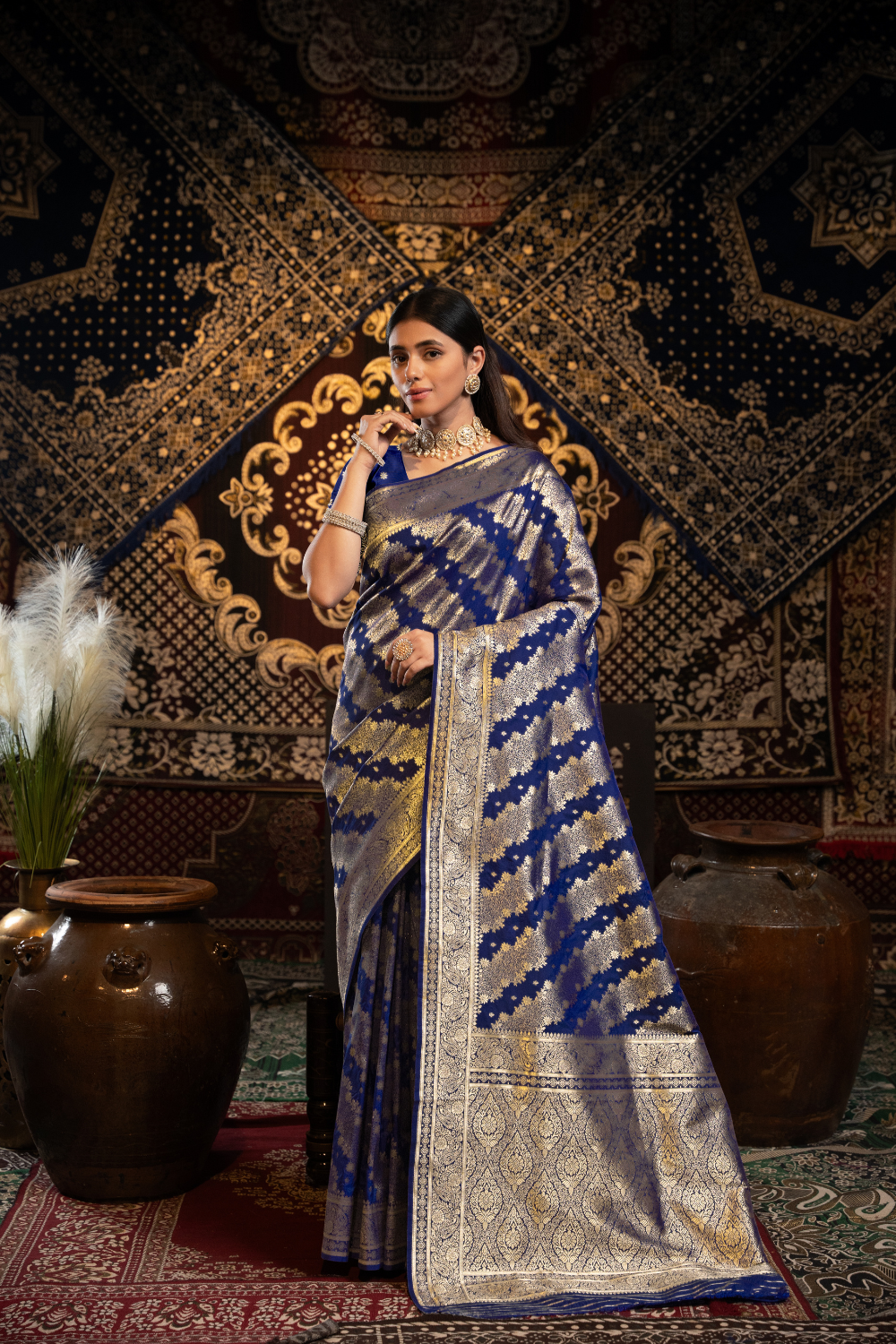 Royal Blue Banarasi Silk with Zari Woven Saree