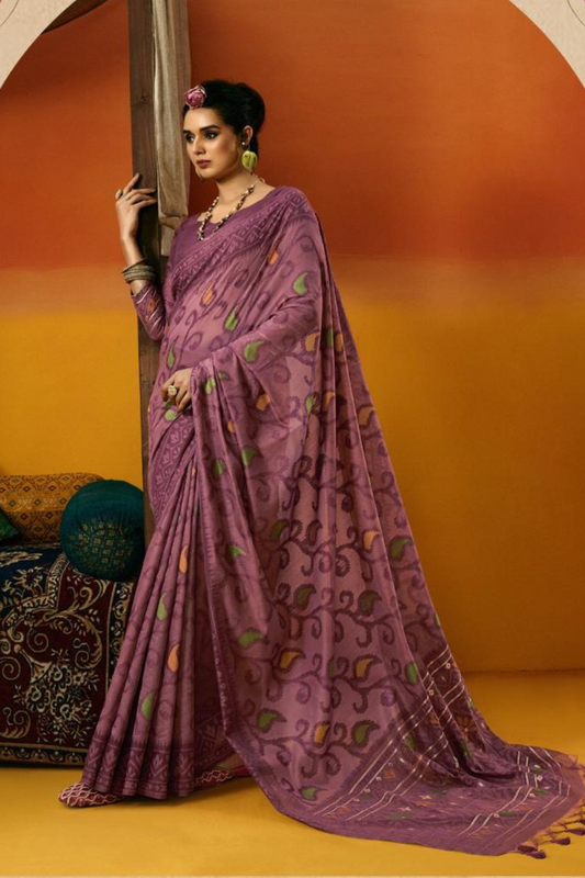 Purple Spun Handwoven Jamdani Saree