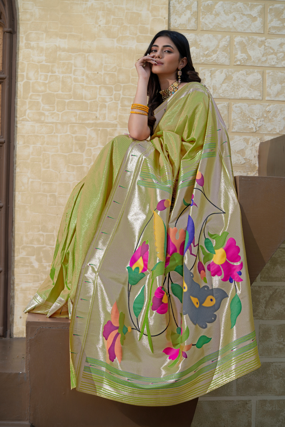 Green Soft Blended Paithani Silk Saree