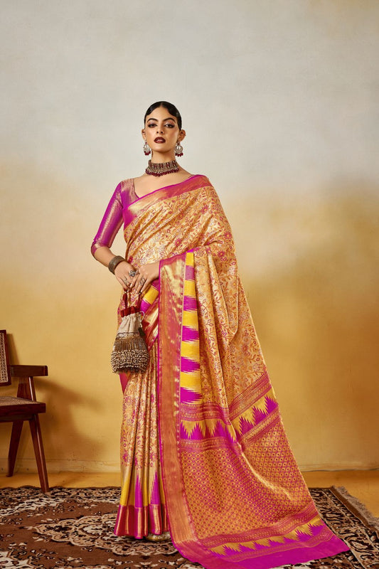 Beige Dharmavaram Silk Saree