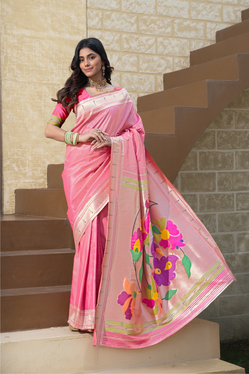 sreevia paithani saree pink