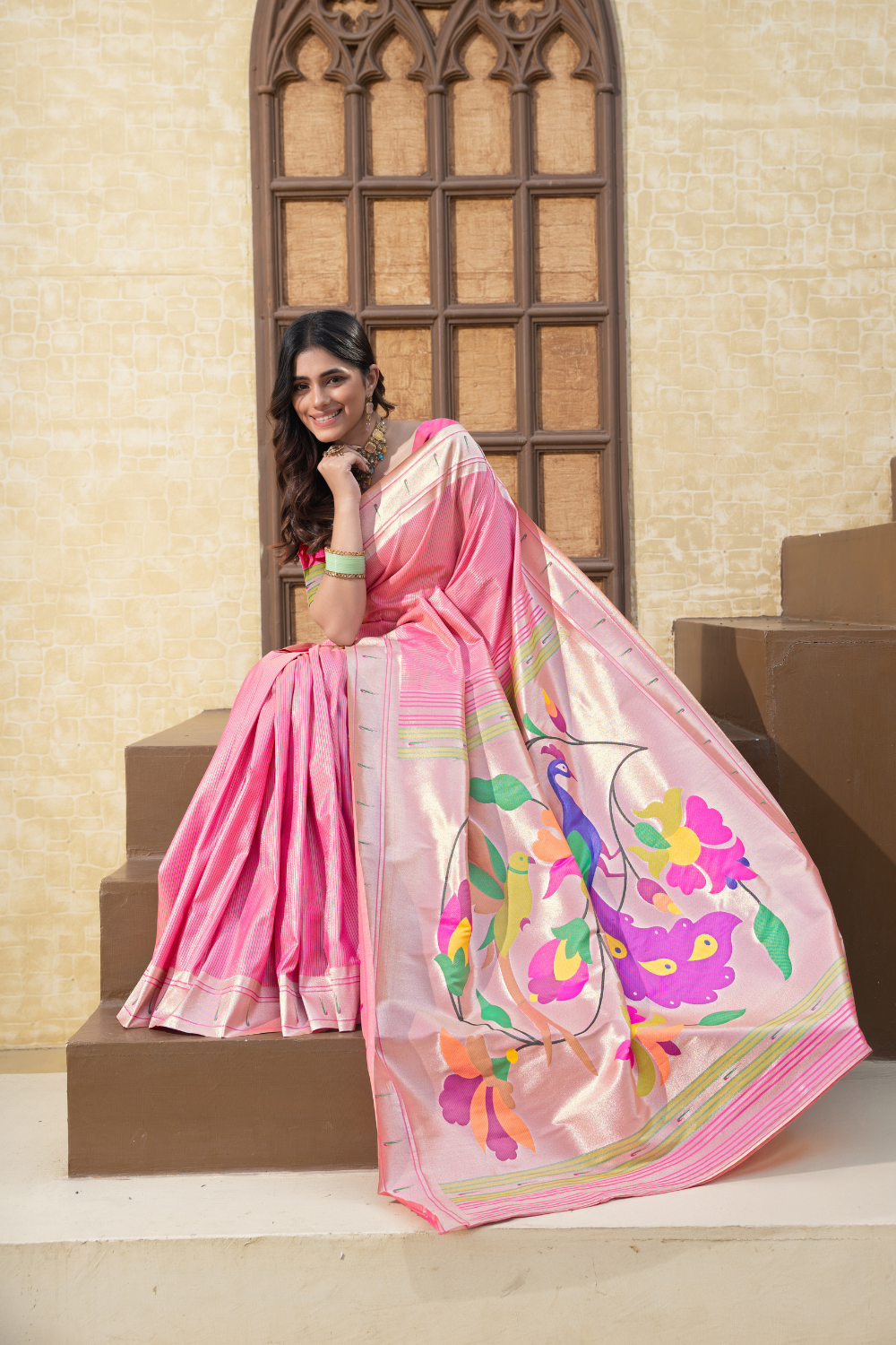 sreevia paithani saree pink