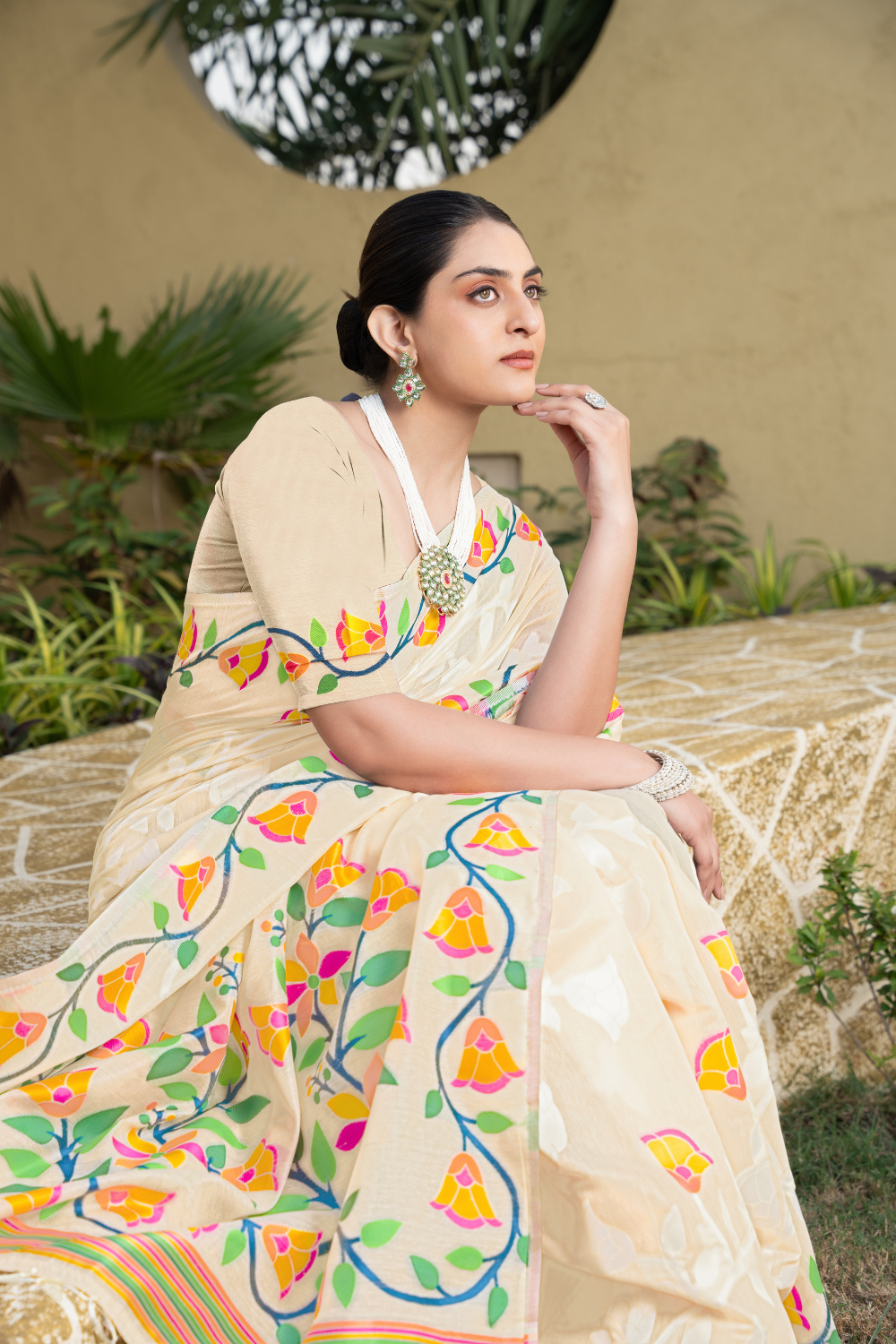 Off White Soft Cotton Jamdani Saree