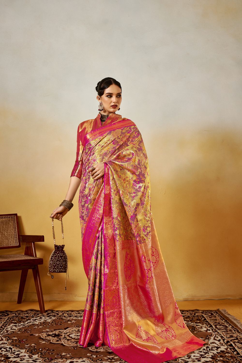 Dark Pink Dharmavaram Silk Saree